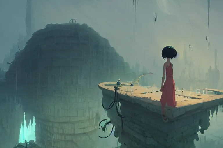 Image similar to drowned city of ancient horror, cory loftis, james gilleard, atey ghailan, makoto shinkai, goro fujita, studio ghibli, rim light, exquisite lighting, clear focus, very coherent, plain background, soft painting