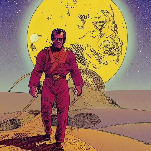 Image similar to mel gibson retro minimalist portrait moebius starwatcher comic by jean giraud, 8 k