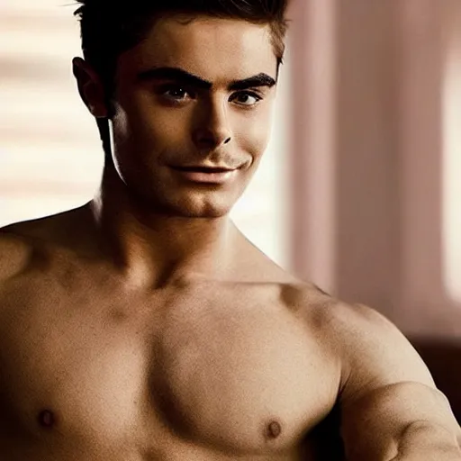 Image similar to “a realistic detailed photo of a guy who is an attractive humanoid who is half robot and half humanoid, who is a male android, Zac Efron, shiny skin, posing like a statue”