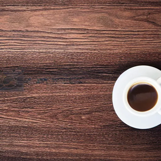 Prompt: notepad next to a coffee mug on hardwood view from above