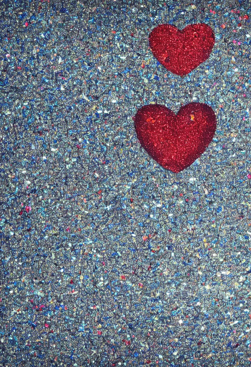 Image similar to high detailed painting of a heart on glitter, 8 k rendering