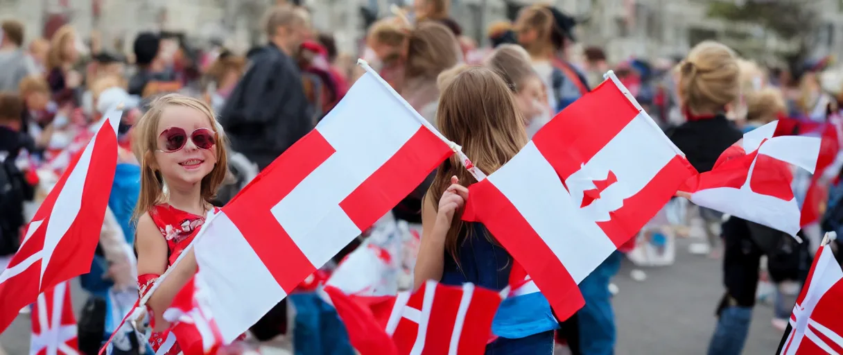 Image similar to cute character waving a danish flag