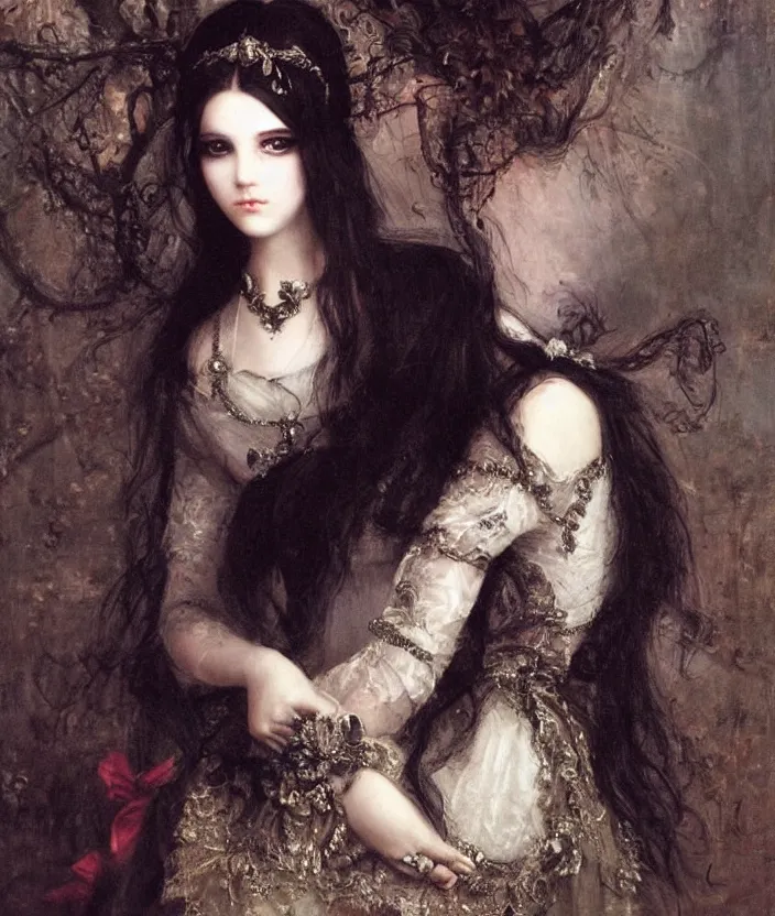 Image similar to gothic princess portrait by william - adolphe bouguerea, highly detailded