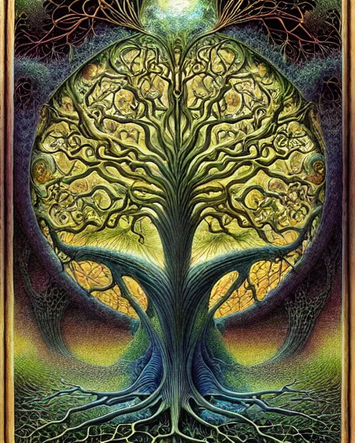 Image similar to tree of life by roger dean and andrew ferez, art forms of nature by ernst haeckel, divine chaos engine, symbolist, visionary, art nouveau, botanical fractal structures, organic, detailed, realistic, surreality