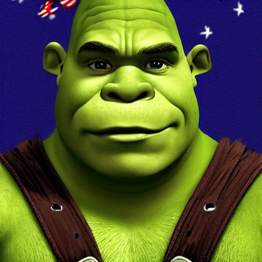 Image similar to digital painting of Shrek as Captain America