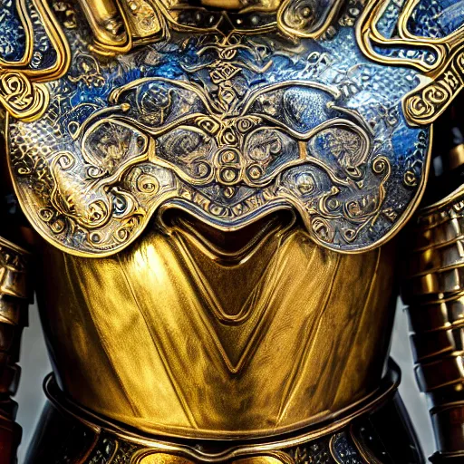 Prompt: fantasy art 4 k macro photo of rooster king in very detailed shiny plate armor engraved in gold ready for battle