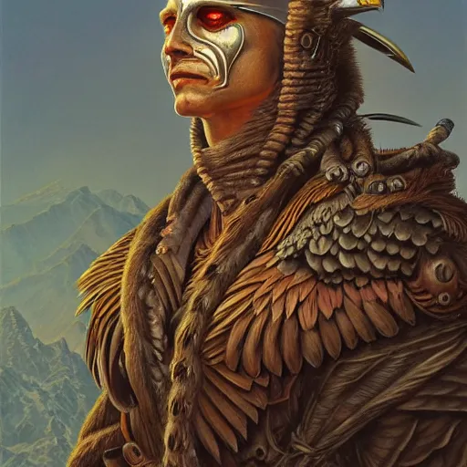 Prompt: portrait of a humanoid eagle warrior, by Gerald Brom on Artstation