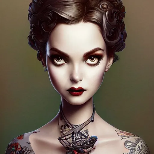 Image similar to Lofi portrait, Pixar style by Joe Fenton and Stanley Artgerm and Tom Bagshaw and Tim Burton, wink