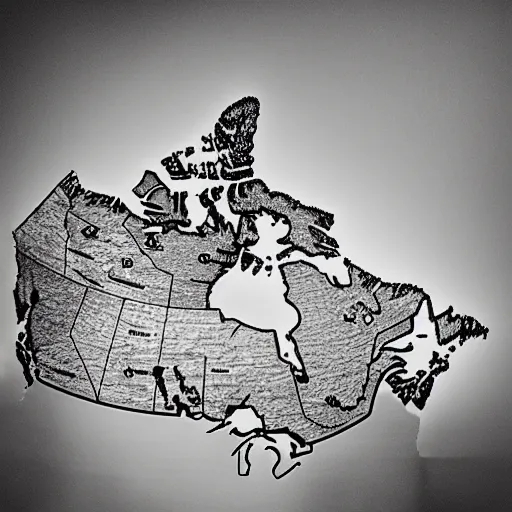 Image similar to professional fine detailed photo of a canada map, iphone photo, instagram, black and white - - cfg _ scale 1 2