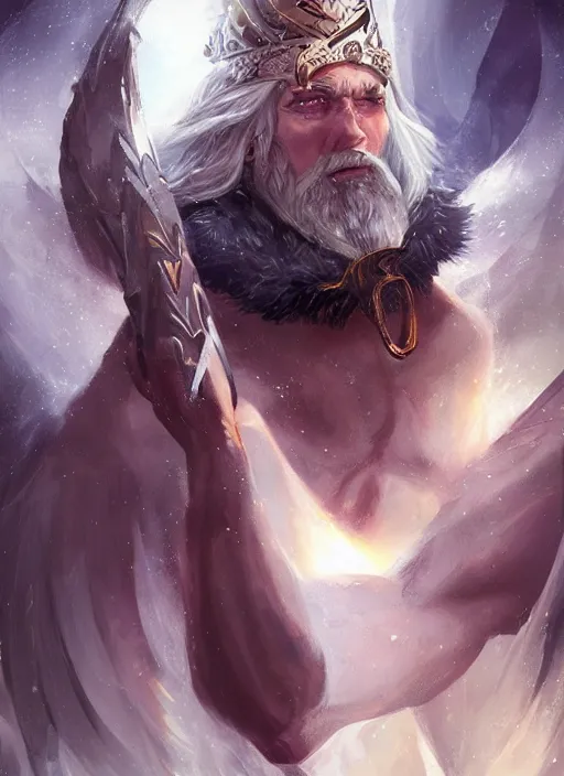 Prompt: king of gods odin, cg original, by wlop