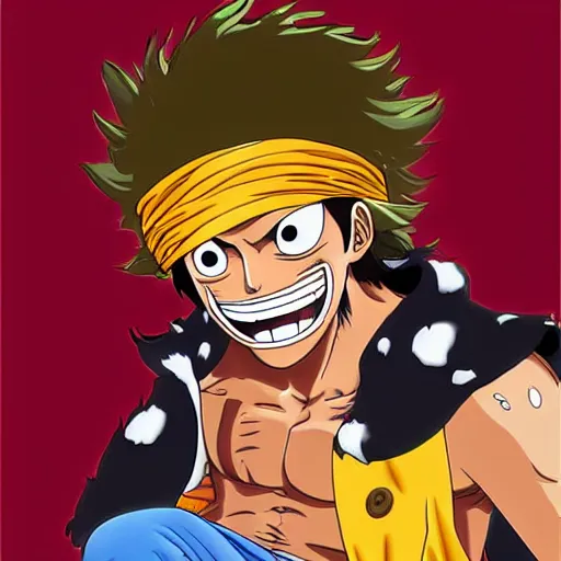 Image similar to Lebron James cosplay as Monkey D Luffy, one piece anime, detailed digital art, colourful masterpiece beautiful beautiful beautiful