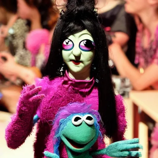 Image similar to greasepunk prying anna sui as a muppet