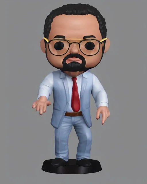 Image similar to full body 3d render of Luiz Lula Inácio da Silva as a funko pop, studio lighting, white background, blender, trending on artstation, 8k, highly detailed