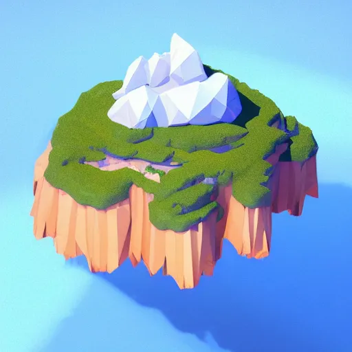 Image similar to a floating island on an ocean isometric art, low poly art, game art, artstation, 3D render, cgsociety, unreal engine 5