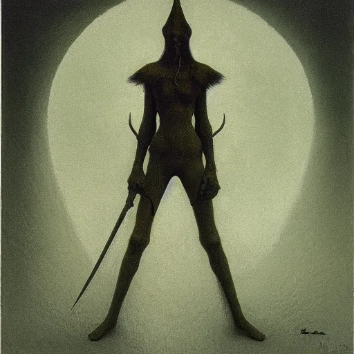 Prompt: Elven ranger, Zdzisław Beksiński