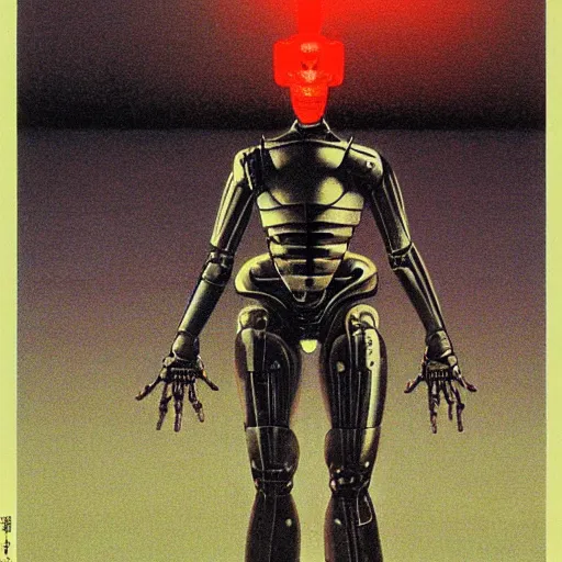 Image similar to japanese horror vhs robocop ai, zdzisław beksinski