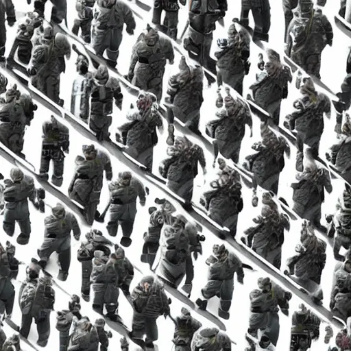 Prompt: photo of an army of human clones with their faces visible, highly-detailed, epic cinematic, cyberpunk style