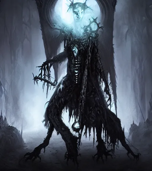 Image similar to gothic necrolord female with zombie servents, digital painting, liminal eerie midnight backlit, a picture taken by Michael Komarck and Daniel Ljunggren