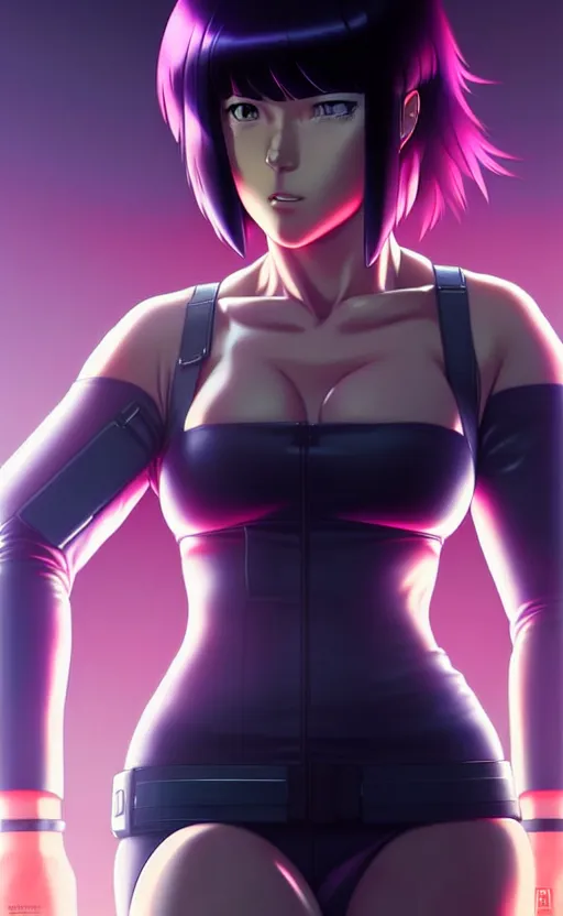 Image similar to a fullbody portrait of motoko kusanagi the major ghost in the shell : : stand alone complex, under repairs, maintenance : : by ilya kuvshinov, rossdraws, artgerm, sola digital arts, anti aliasing, raytracing : :