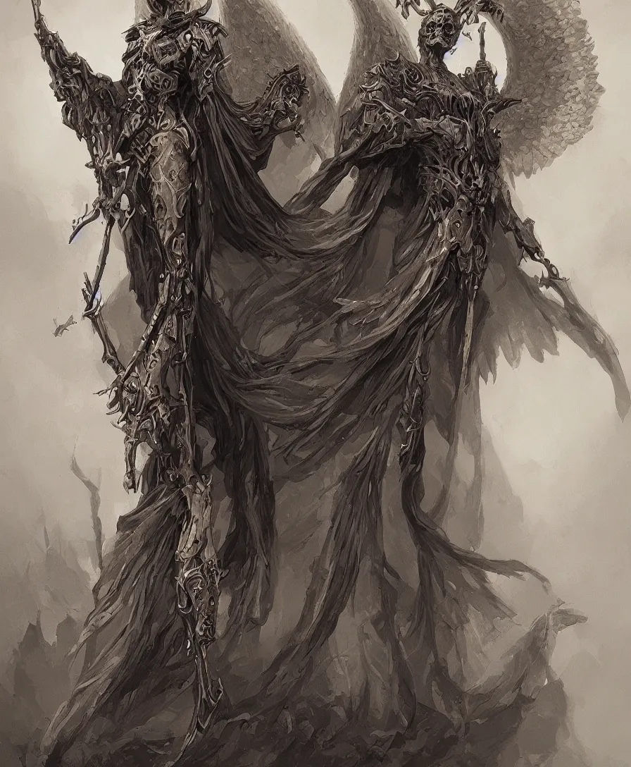 Prompt: The angel of death, intricate, elegant, highly detailed, digital painting, trending artstation, concept art, illustration, art by James Gurney