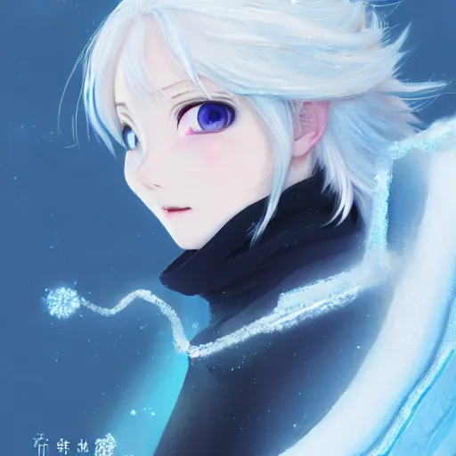 Prompt: white-haired anime girl frozen in an ice floe, intricate, highly detailed, smooth, close-up, artstation, digital illustration by Ruan Jia