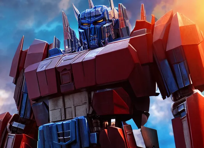 Prompt: optimus prime from transformers 7 : rise of the beasts [ destroying ] a decepticon, ultra realistic 4 k unreal engine very cinematic render with ray tracing bloom ambient occlusion strong reflections depth of field fog