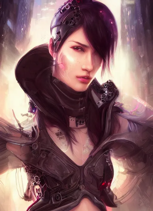 Image similar to teen elf, cyberpunk, black hair, gorgeous, amazing, elegant, intricate, highly detailed, digital painting, artstation, concept art, sharp focus, illustration, art by ross tran