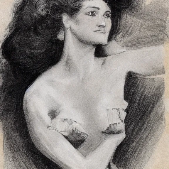 Prompt: a highly detailed portrait in the style of charles dana gibson and in the style of boris vallejo.