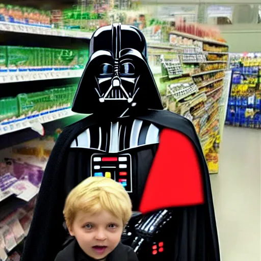 Image similar to darth vader shopping at asda