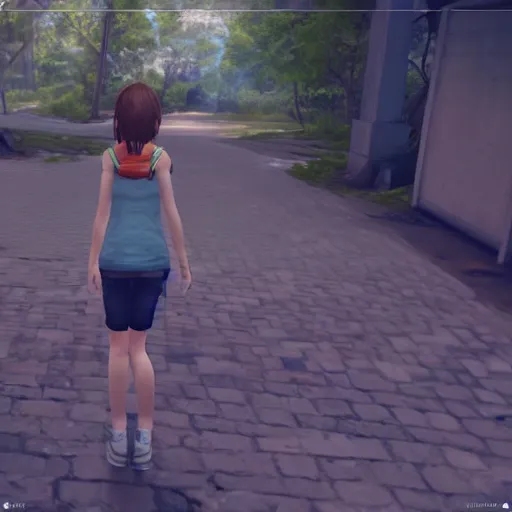 Image similar to A screenshot of Max Caulfield as a League of Legends champion. In game capture. 3D model