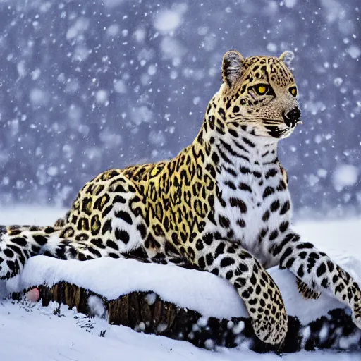 Image similar to a snowy leopard gryphon