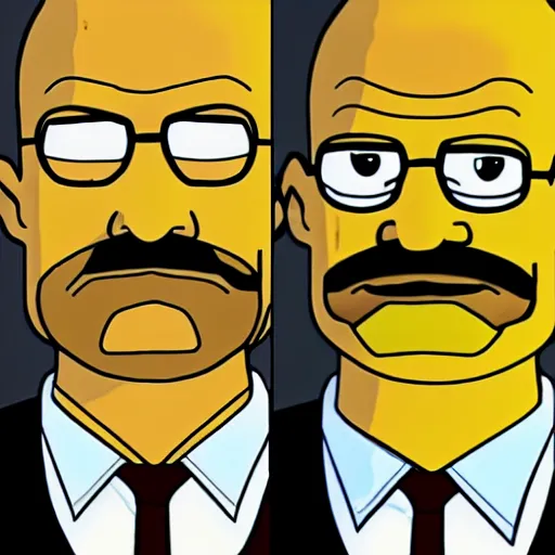 Image similar to walter white from breaking bad as simpson character