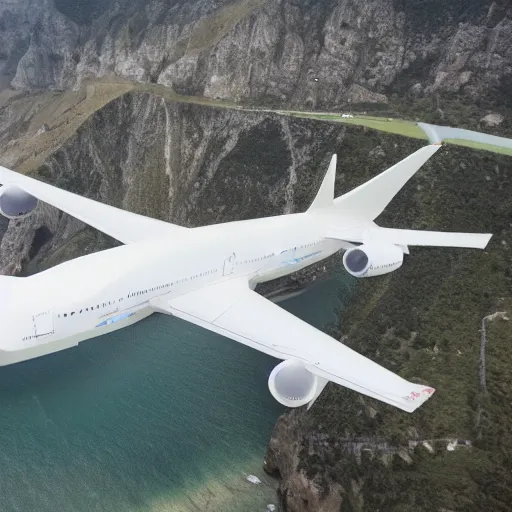 Prompt: Aerial photo of the biggest plane on earth, realism, drone shot