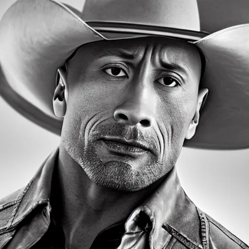 Image similar to Dwayne Johnson as cowboy