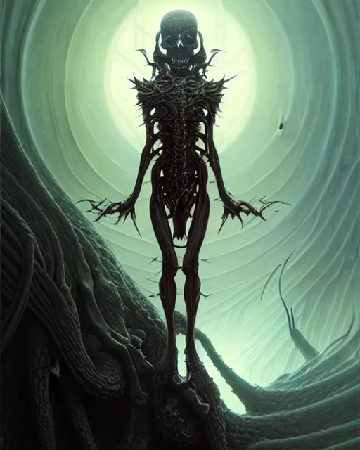 Image similar to The last enemy that shall be destroyed is death, full body image, artwork by artgerm, Luminism, Behance HD, D&D, extraordinary phenomenon, fantasy, intricately detailed, elegant, digital painting, smooth, sharp focus, art by Greg Rutkowski, art by Ruth Asawa, art by Tim Burton, art by Ted Nasmith, art by H.R. Giger