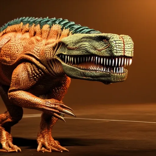 Image similar to a t-rex as an ophidian alien, photorealistic, octane render, !!!coherent like Dall-E 2!!!, award-winning