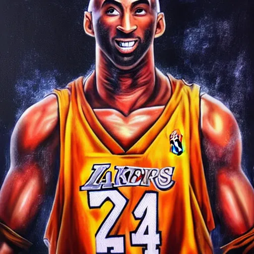 Prompt: ultra realistic portrait painting of kobe bryant as goku, art by akira toriyama, 4 k, dragon ball artstyle, cel shaded, highly detailed, epic lighting