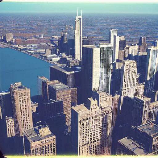 Image similar to chicago skyline, disposable camera,