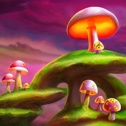 Prompt: female on the mushroom kingdom, fantasy scene,concept art, sharpness, 4k, high detailed, UHD, cinematic lightning, trending on deviantart - H 768 - W 576 - n 4