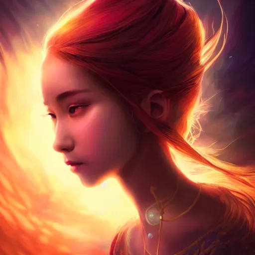 Image similar to enchanting summoner yuna portrait, fina fantasy x, atmospheric lighting, painted, menacing, intricate, volumetric lighting, beautiful, rich deep colours masterpiece, golden hour, golden ratio, sharp focus, ultra detailed, by leesha hannigan, ross tran, thierry doizon, kai carpenter, ignacio fernandez rios