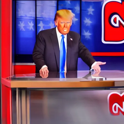 Prompt: donald trump as a news anchor on cnn