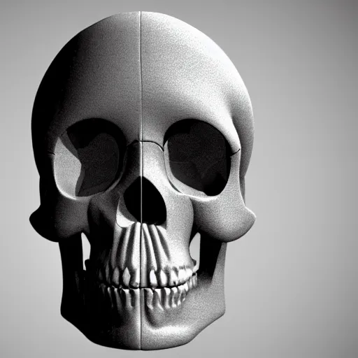 Prompt: abstract 3D Object of an overgrown skull from a blender render, highly detailed