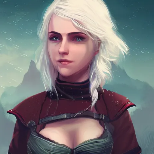 Image similar to portrait of ciri from the Witcher 3, forest landscape, night time, ambient lighting, 4k, anime key visual, lois van baarle, ilya kuvshinov, rossdraws, artstation