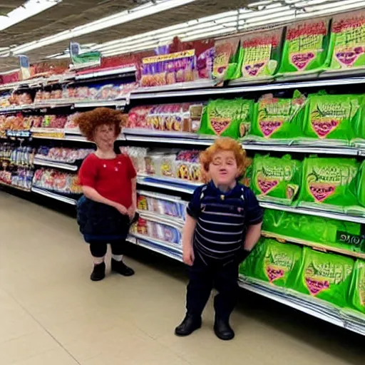 Prompt: Photo of Hobbits in reduced section at Asda