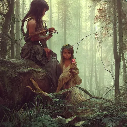 Image similar to the kids without smile painting, ultra realistic, concept art, intricate details, eerie, highly detailed, forest, photorealistic, octane render, 8 k, unreal engine. art by artgerm and greg rutkowski and alphonse mucha