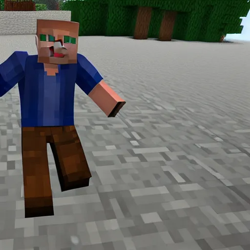 Prompt: Michael from gta 5 playing minecraft