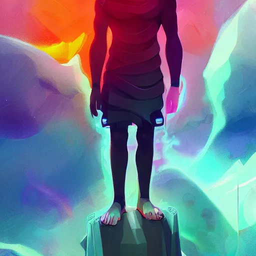 Prompt: a vibrant ultraclear full body portrait of rand al thor channeling saidin by makoto shinkai and jesse moynihan, colorful flat surreal, ethereal, intricate, sharp focus, illustration, highly detailed, digital painting, concept art, masterpiece