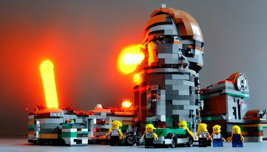 Image similar to lego nuclear explosion, 8K