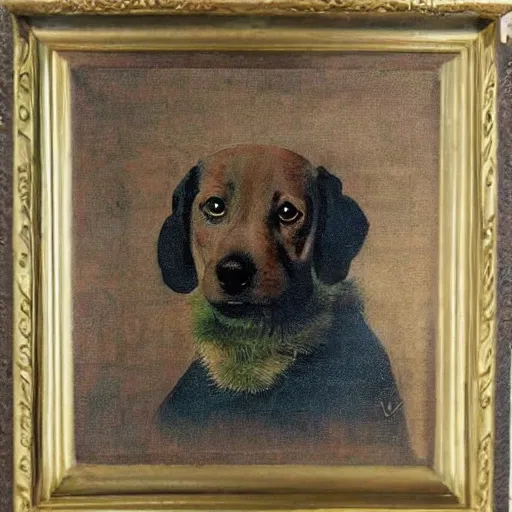 Image similar to painting of cute dog in style of leonardo da vinchi