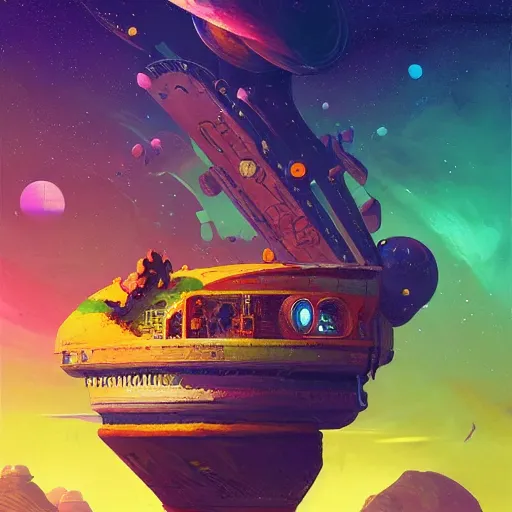 Image similar to interloper consuming food in no man's sky colorful, fantasy, intricate, highly detailed, digital painting, hq, trending on artstation, illustration, style of stanley artgerm and greg rutkowski and dan mumford